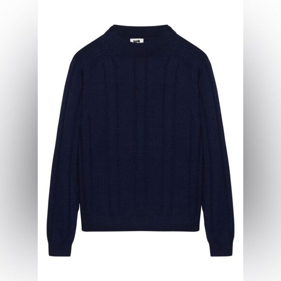 Maison Standard Flat Ribbed High Neck Sweater Navy S NWT IN PACKAGE - Picture 1 of 11